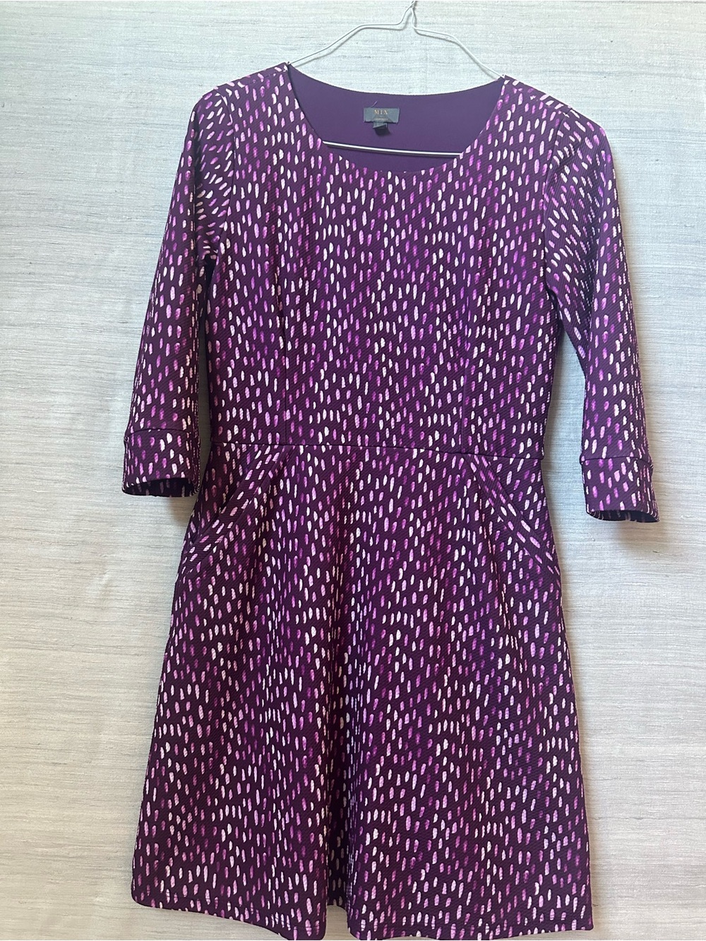 Women’s Purple Printed Long-Sleeve Fit & Flare Dress